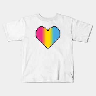 Inclusive Pansexual Flag pride pixel heart Kids T-Shirt